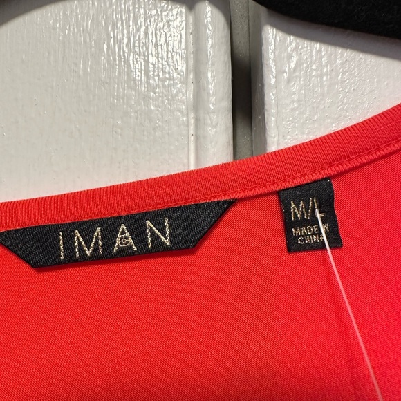 NWT IMAN M/L Top Red/Pink layered Flowy Loose Poncho Style Top with full Tank - Picture 7 of 9